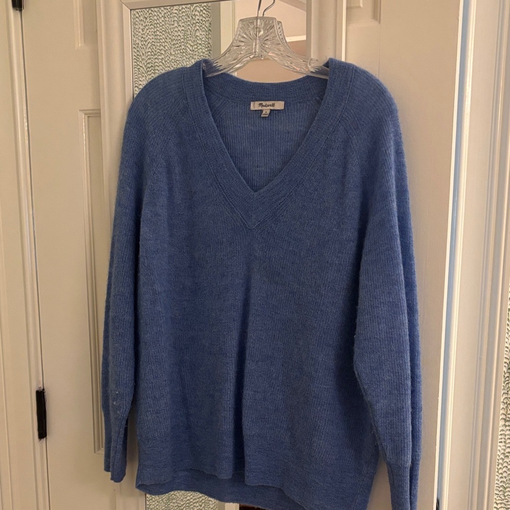 Madewell Dusty Blue V-Neck Sweater